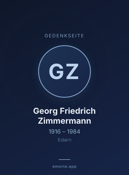 Gedenkportrait von Georg Friedrich Zimmermann