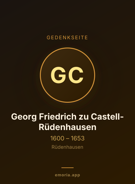 Gedenkportrait von Georg Friedrich zu Castell-Rüdenhausen