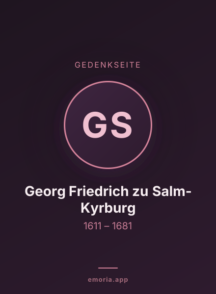Gedenkportrait von Georg Friedrich zu Salm-Kyrburg
