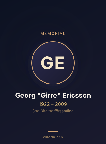 Memorial portrait of Georg "Girre" Ericsson