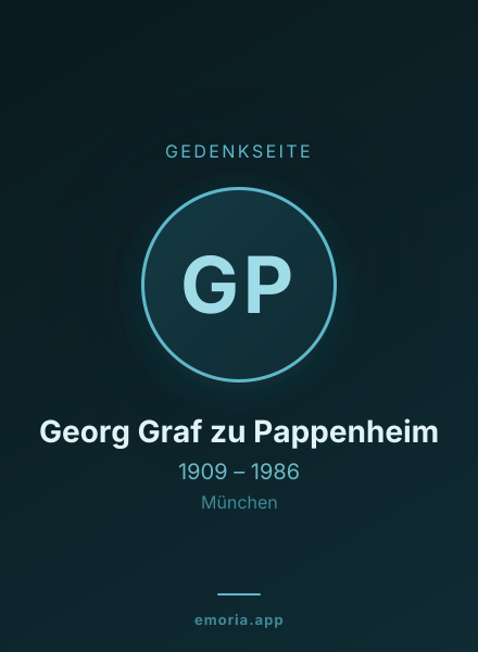 Gedenkportrait von Georg Graf zu Pappenheim