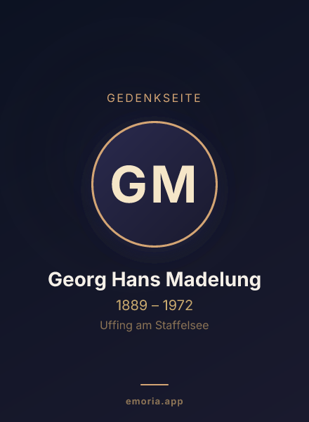 Gedenkportrait von Georg Hans Madelung
