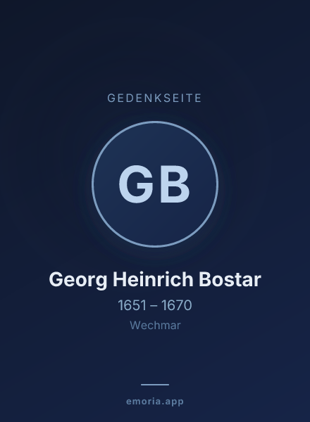 Gedenkportrait von Georg Heinrich Bostar
