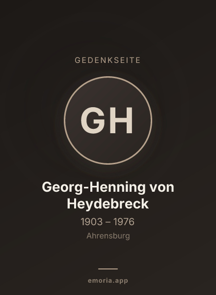 Gedenkportrait von Georg-Henning von Heydebreck