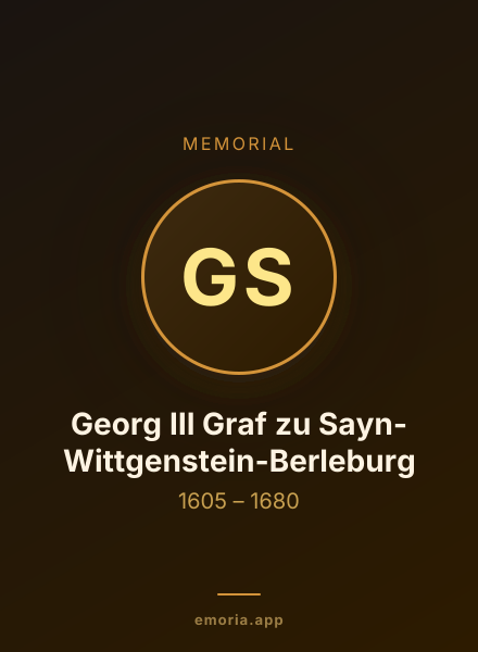 Memorial portrait of Georg III Graf zu Sayn-Wittgenstein-Berleburg