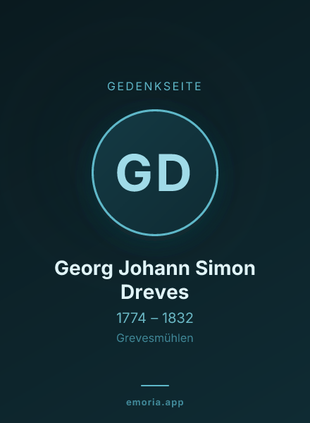 Gedenkportrait von Georg Johann Simon Dreves
