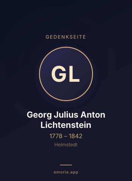 Gedenkportrait von Georg Julius Anton Lichtenstein