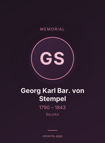 Memorial portrait of Georg Karl Bar. von Stempel