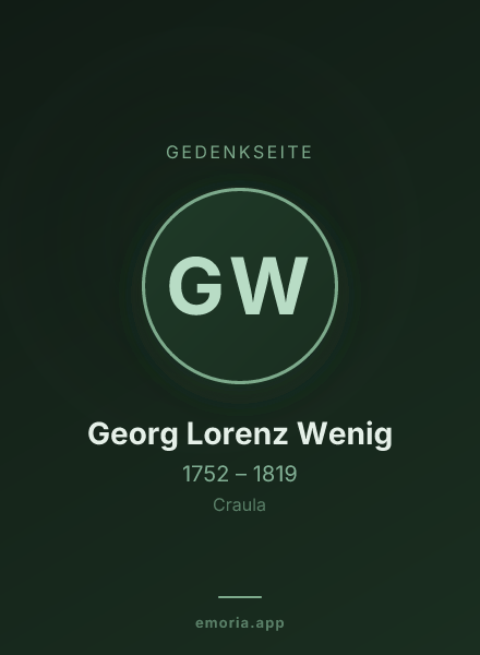 Gedenkportrait von Georg Lorenz Wenig