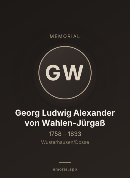Memorial portrait of Georg Ludwig Alexander von Wahlen-Jürgaß