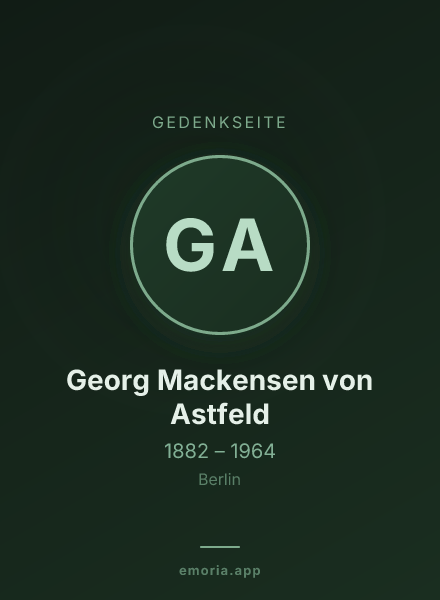 Gedenkportrait von Georg Mackensen von Astfeld