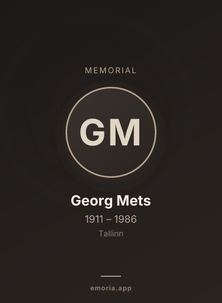 Memorial portrait of Georg Mets