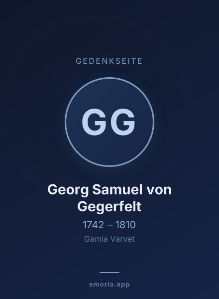 Gedenkportrait von Georg Samuel von Gegerfelt