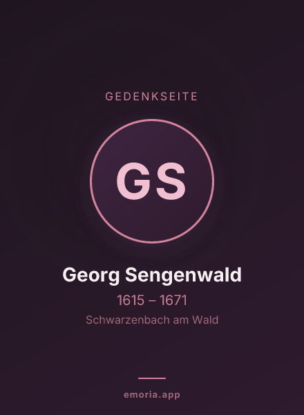 Gedenkportrait von Georg Sengenwald