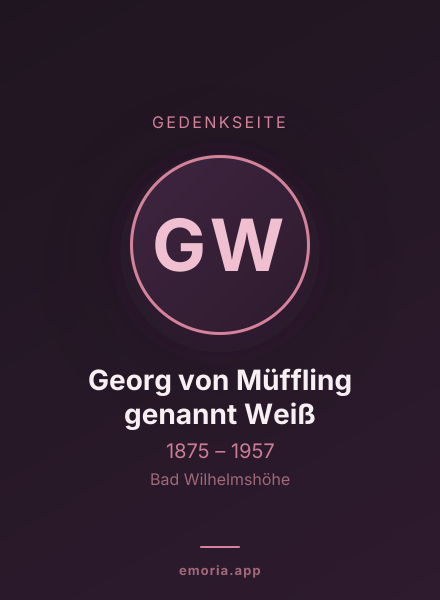 Gedenkportrait von Georg von Müffling genannt Weiß