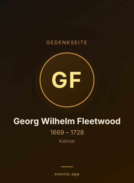 Gedenkportrait von Georg Wilhelm Fleetwood