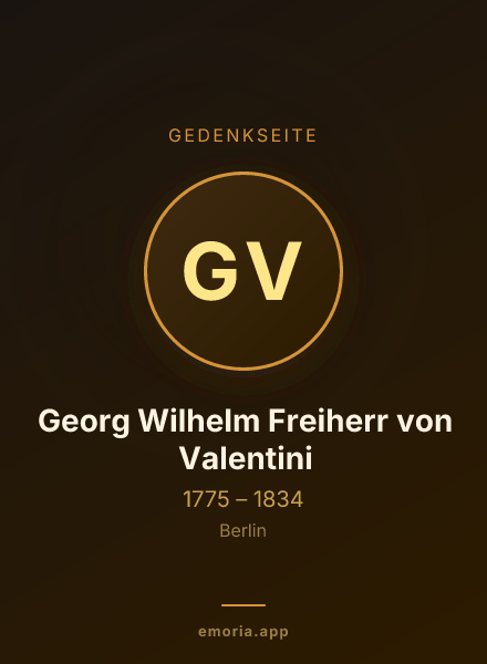 Gedenkportrait von Georg Wilhelm Freiherr von Valentini