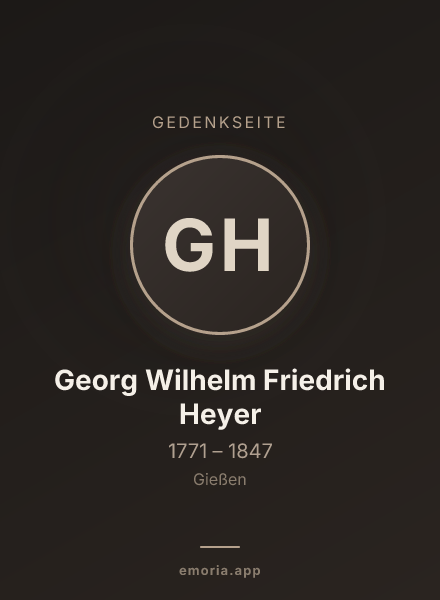Gedenkportrait von Georg Wilhelm Friedrich Heyer
