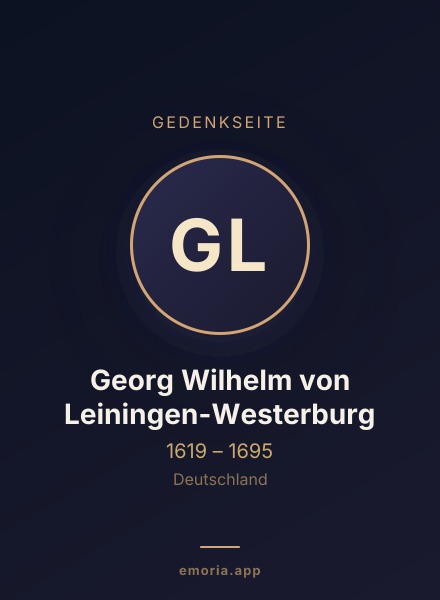 Gedenkportrait von Georg Wilhelm von Leiningen-Westerburg