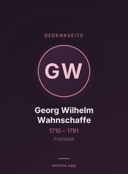 Gedenkportrait von Georg Wilhelm Wahnschaffe
