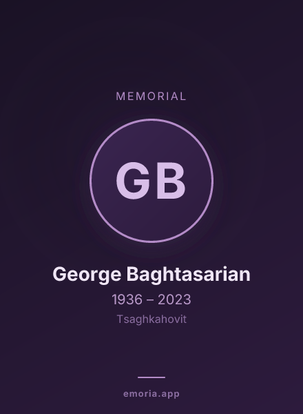 Memorial portrait of George Baghtasarian