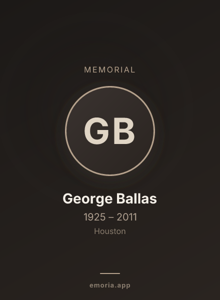 Memorial portrait of George Ballas