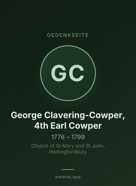 Gedenkportrait von George Clavering-Cowper, 4th Earl Cowper