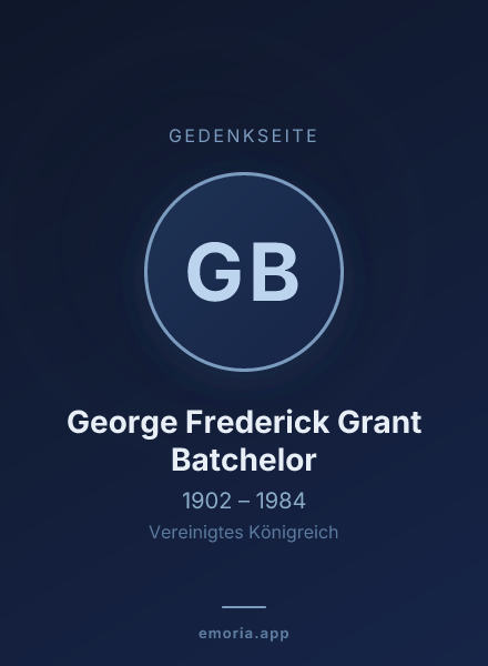 Gedenkportrait von George Frederick Grant Batchelor