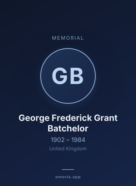 Memorial portrait of George Frederick Grant Batchelor
