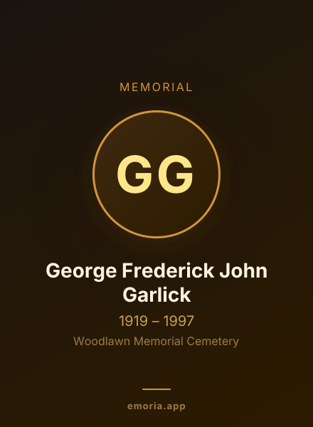 Memorial portrait of George Frederick John Garlick