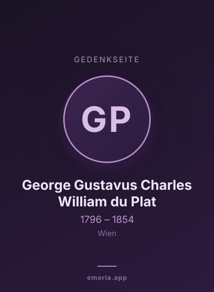 Gedenkportrait von George Gustavus Charles William du Plat