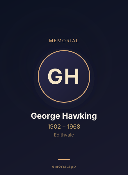 Memorial portrait of George Hawking