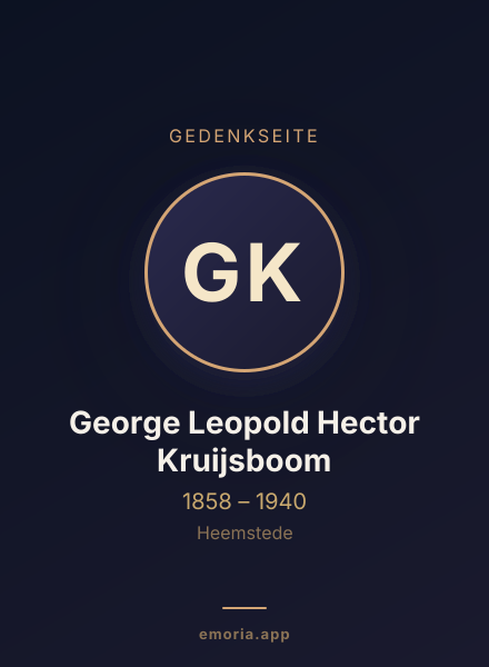 Gedenkportrait von George Leopold Hector Kruijsboom