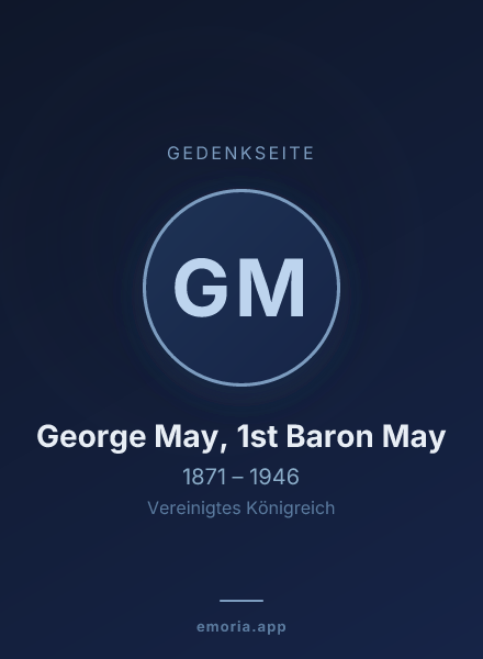 Gedenkportrait von George May, 1st Baron May