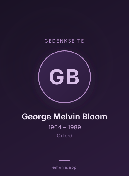 Gedenkportrait von George Melvin Bloom