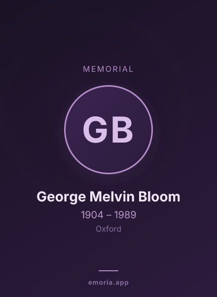 Memorial portrait of George Melvin Bloom