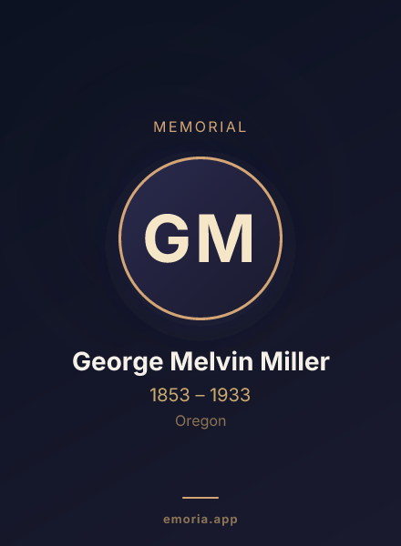 Memorial portrait of George Melvin Miller