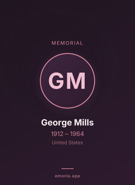 Memorial portrait of George Mills