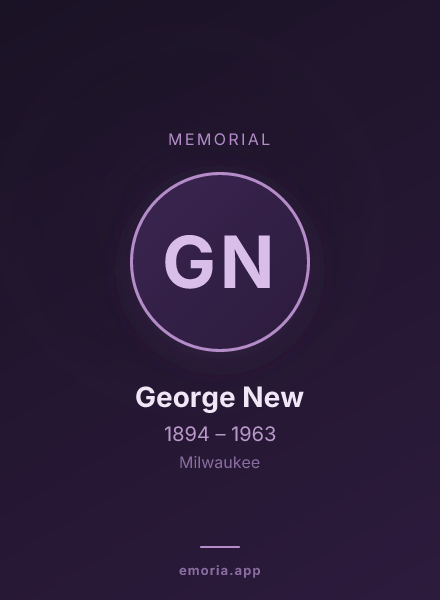 Memorial portrait of George New