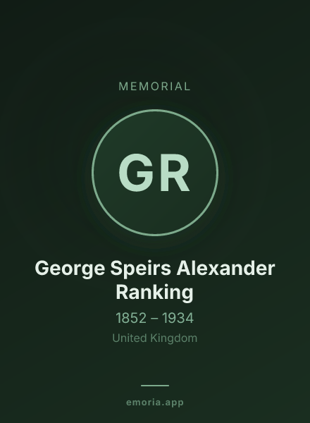 Memorial portrait of George Speirs Alexander Ranking