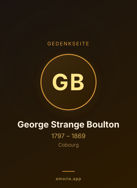 Gedenkportrait von George Strange Boulton