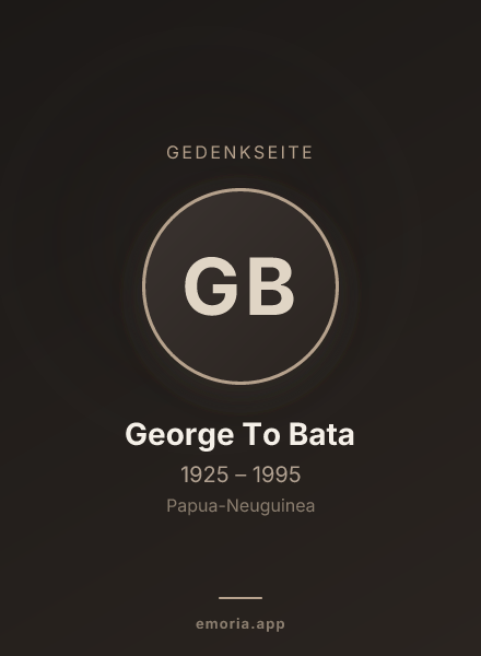 Gedenkportrait von George To Bata