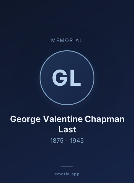 Memorial portrait of George Valentine Chapman Last