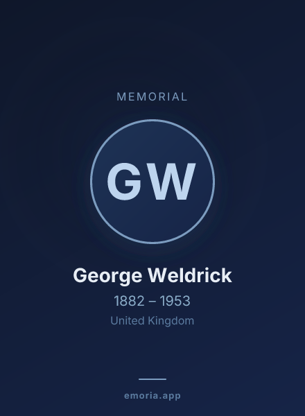 Memorial portrait of George Weldrick