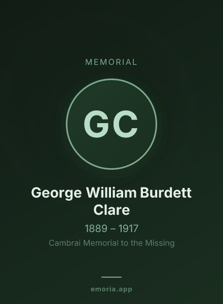 Memorial portrait of George William Burdett Clare