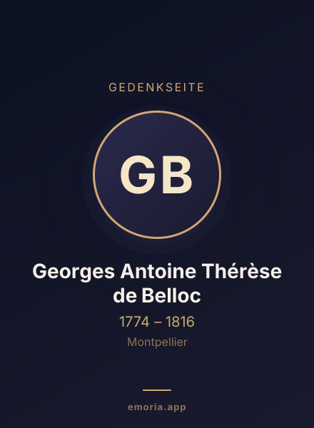 Gedenkportrait von Georges Antoine Thérèse de Belloc