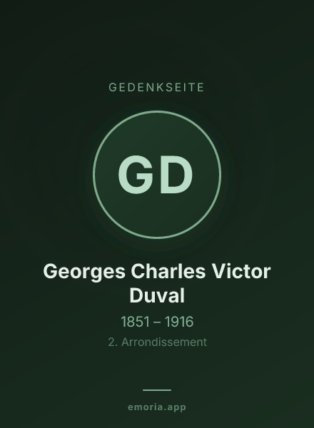 Gedenkportrait von Georges Charles Victor Duval