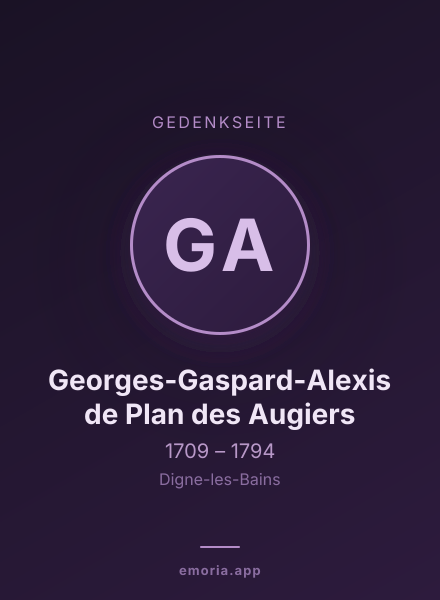 Gedenkportrait von Georges-Gaspard-Alexis de Plan des Augiers