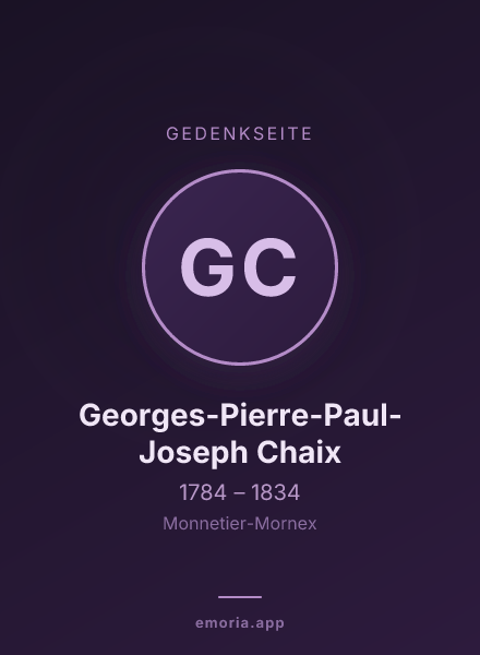 Gedenkportrait von Georges-Pierre-Paul-Joseph Chaix