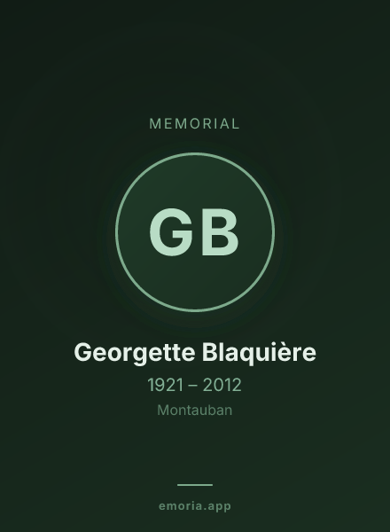 Memorial portrait of Georgette Blaquière